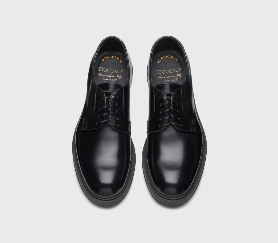 Doucal's Heren leren Derby veterschoen | zwart Black Heren