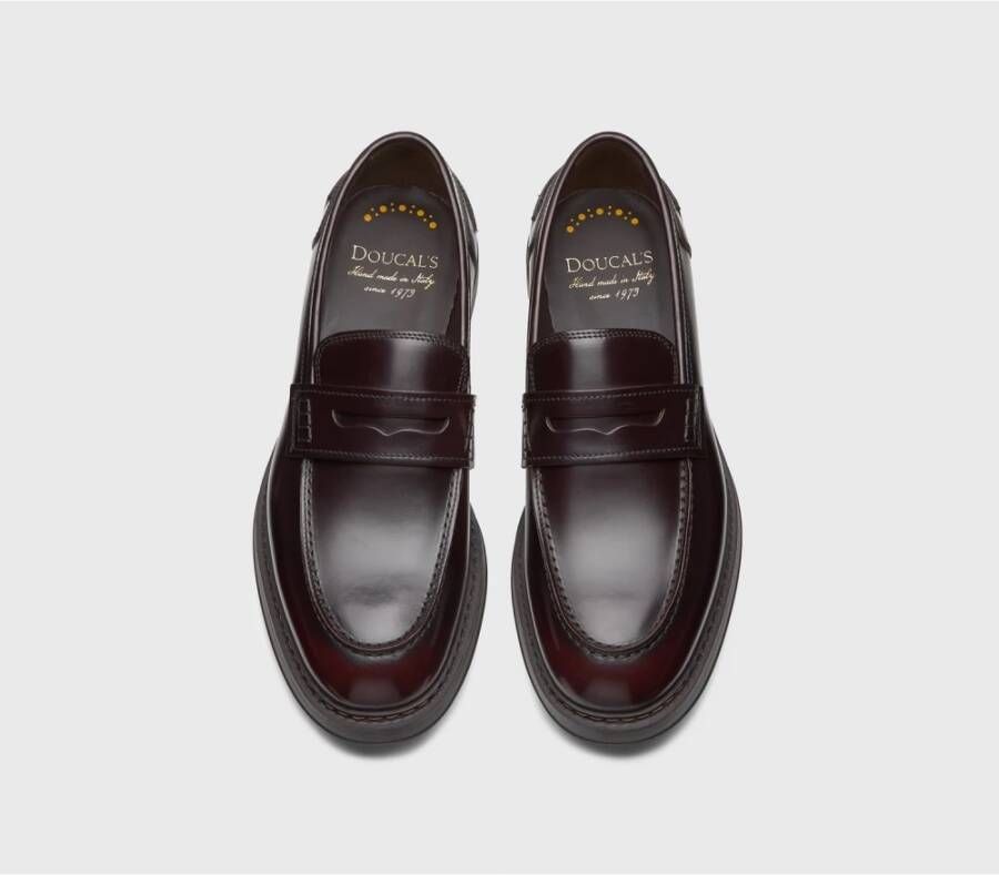 Doucal's Heren leren Penny loafer | burgundy Red Heren