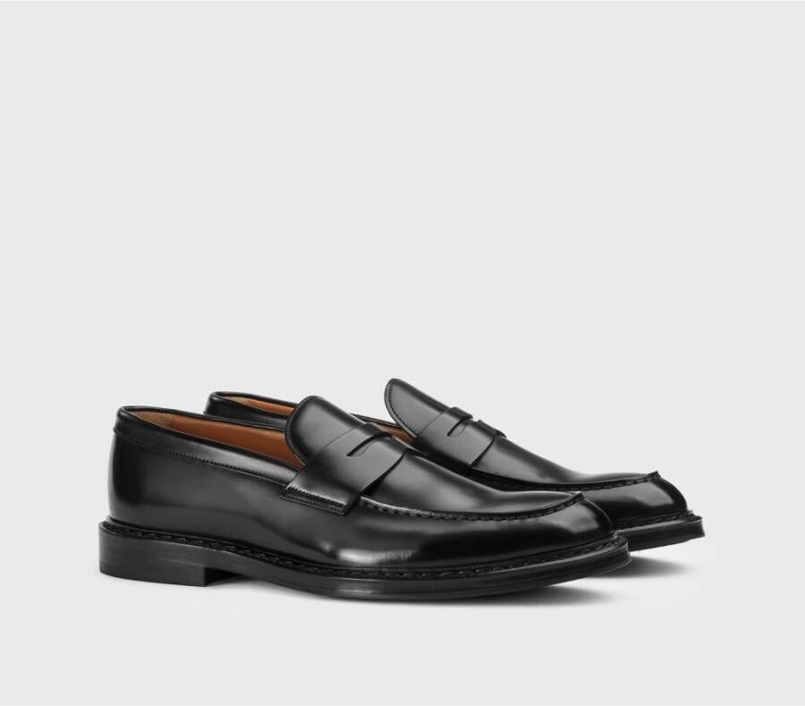 Doucal's Heren leren Penny loafer | zwart Black Heren