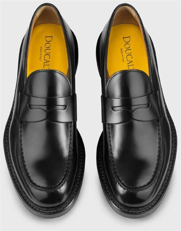 Doucal's Heren leren Penny loafer | zwart Black Heren