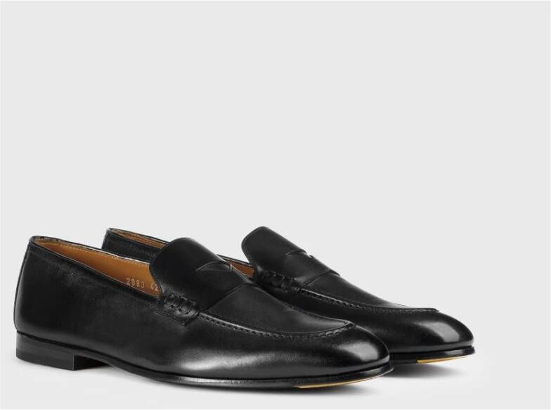 Doucal's Heren leren Penny loafer | zwart Black Heren