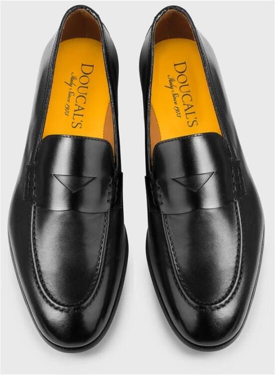 Doucal's Heren leren Penny loafer | zwart Black Heren