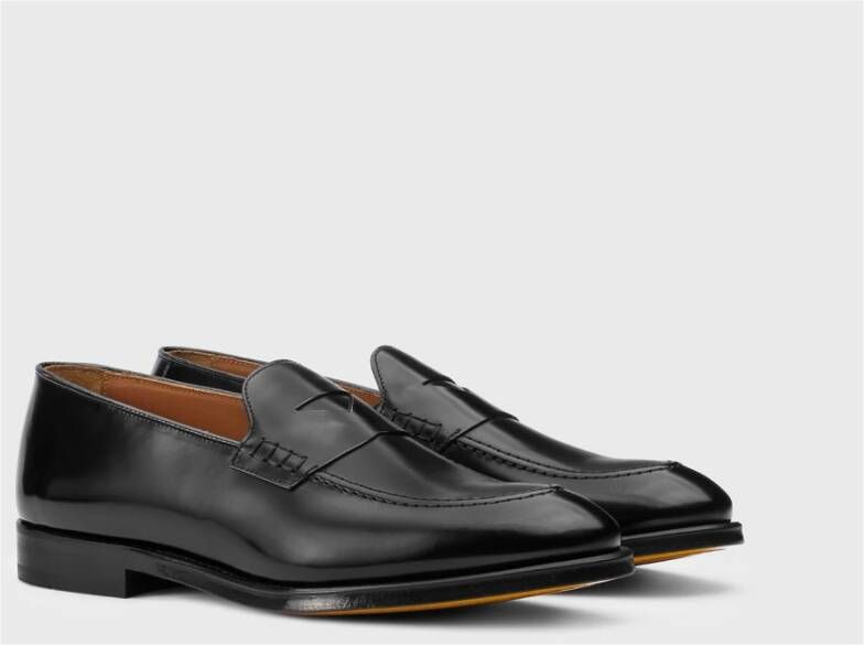 Doucal's Heren leren Penny loafer | zwart Black Heren