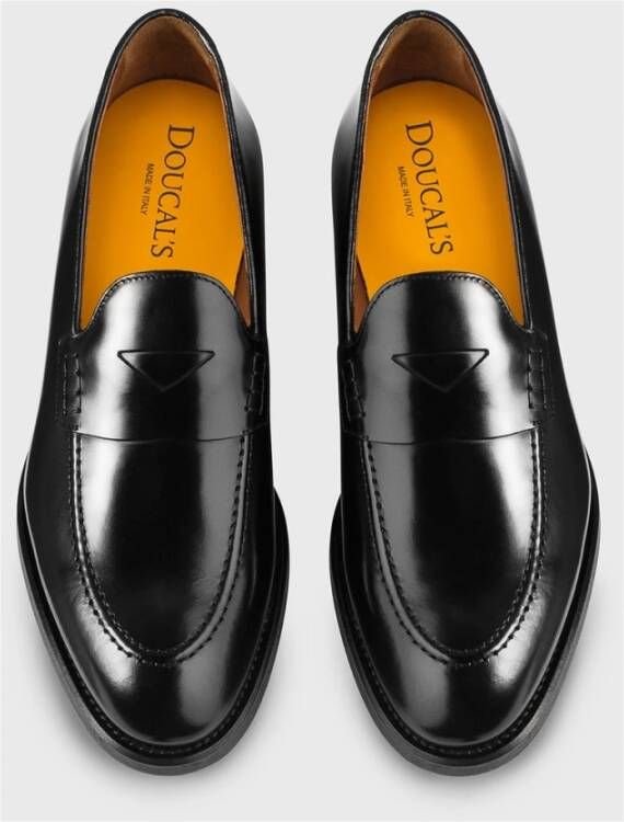 Doucal's Heren leren Penny loafer | zwart Black Heren