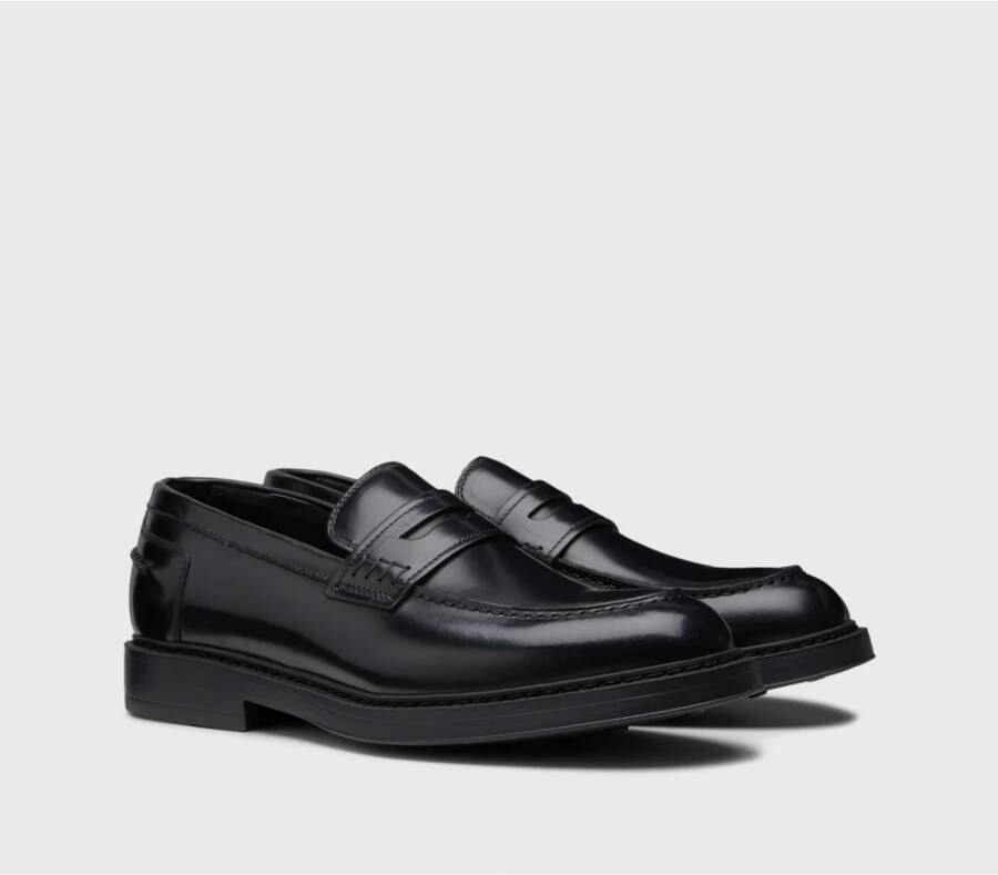 Doucal's Heren leren Penny loafer | zwart Black Heren