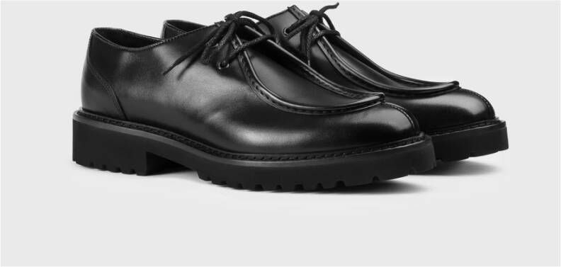 Doucal's Heren leren veterschoen | zwart Black Heren