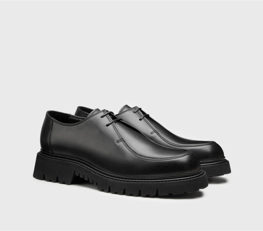 Doucal's Heren leren veterschoen | zwart Black Heren