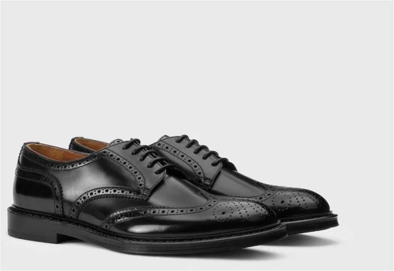 Doucal's Heren leren veterschoen | zwart Black Heren