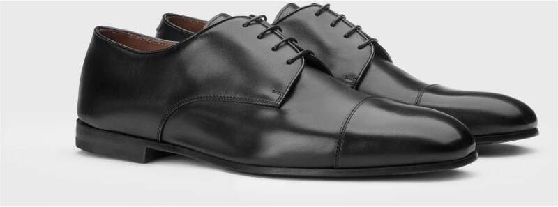 Doucal's Heren leren veterschoen | zwart Black Heren