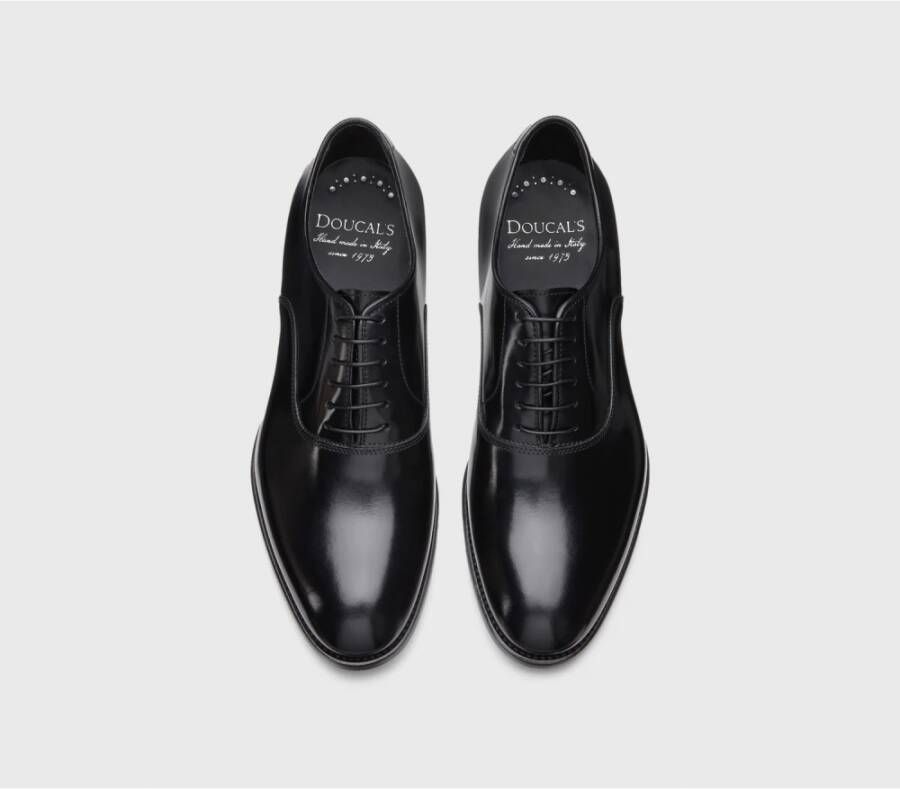 Doucal's Heren leren veterschoen | zwart Black Heren