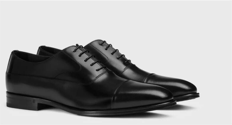 Doucal's Heren leren veterschoen | zwart Black Heren