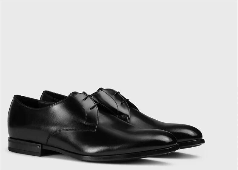 Doucal's Heren leren veterschoen | zwart Black Heren