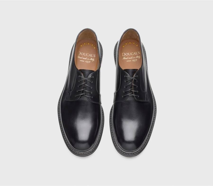 Doucal's Heren leren veterschoenen | zwart Black Heren