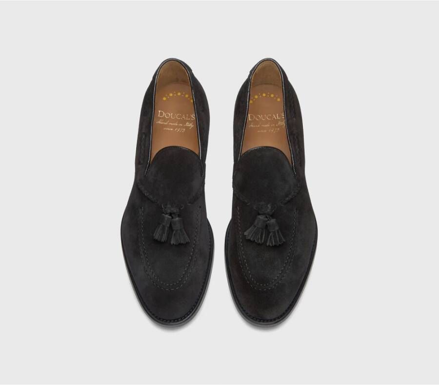 Doucal's Heren loafers met suède kwastjes | zwart Black Heren