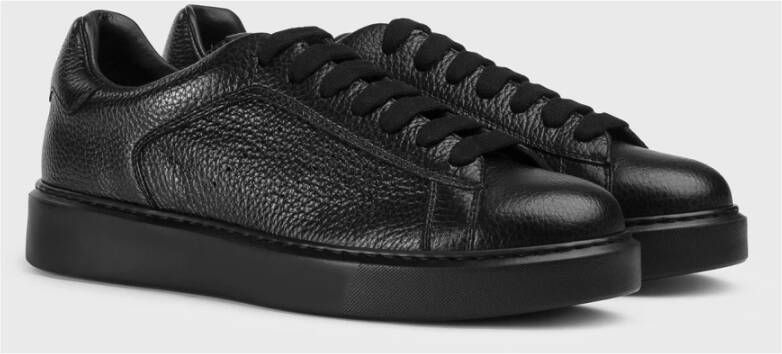 Doucal's Heren sneaker van geborsteld leer | zwart Black Heren