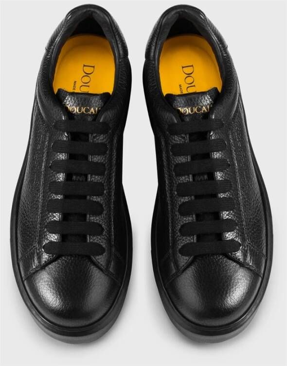 Doucal's Heren sneaker van geborsteld leer | zwart Black Heren