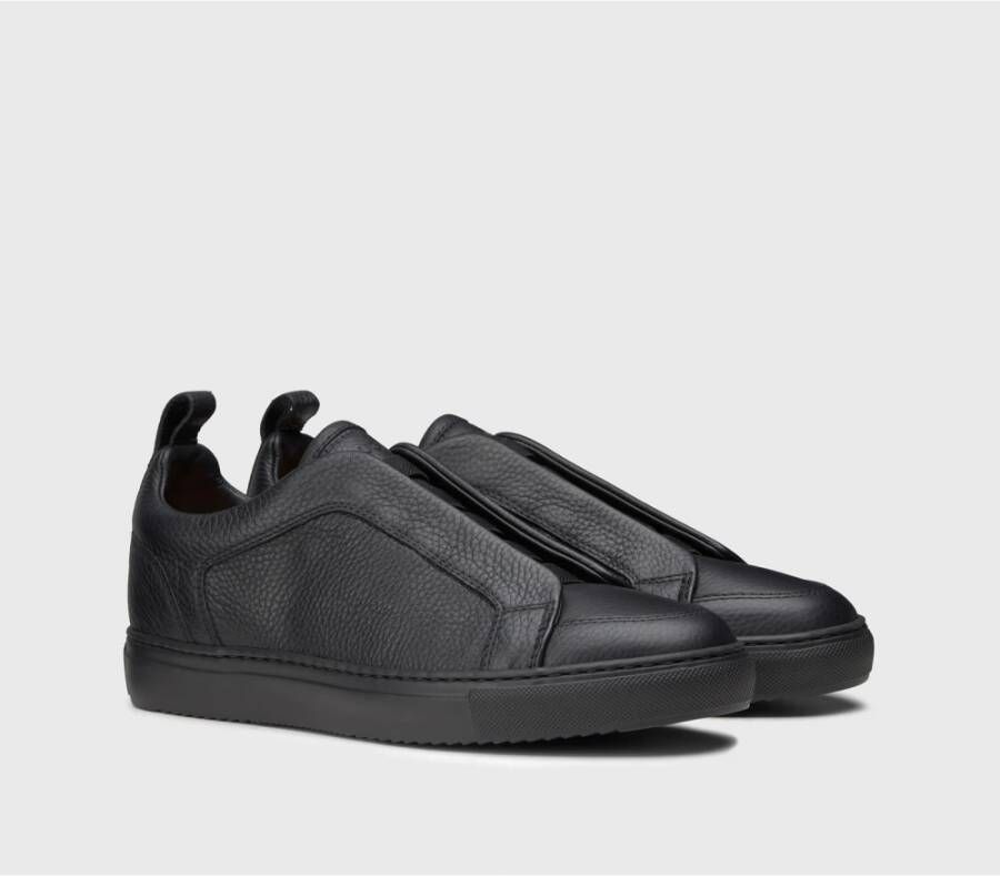 Doucal's Heren sneaker van geschuurd leer | zwart Black Heren