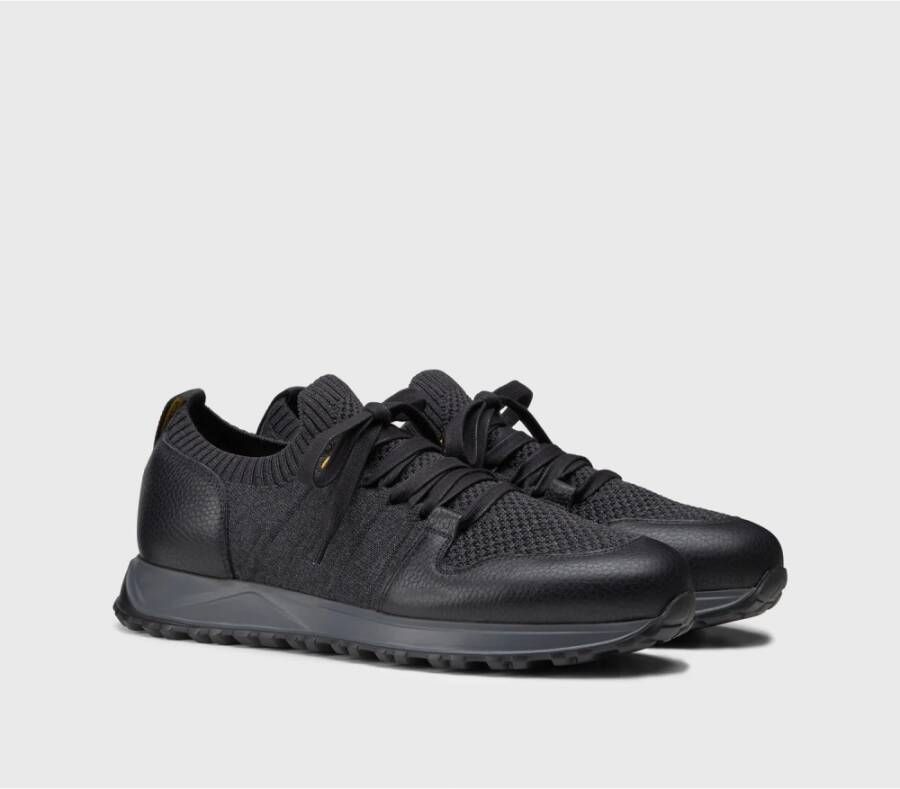 Doucal's Heren sneaker van stof en leer | zwart Black Heren