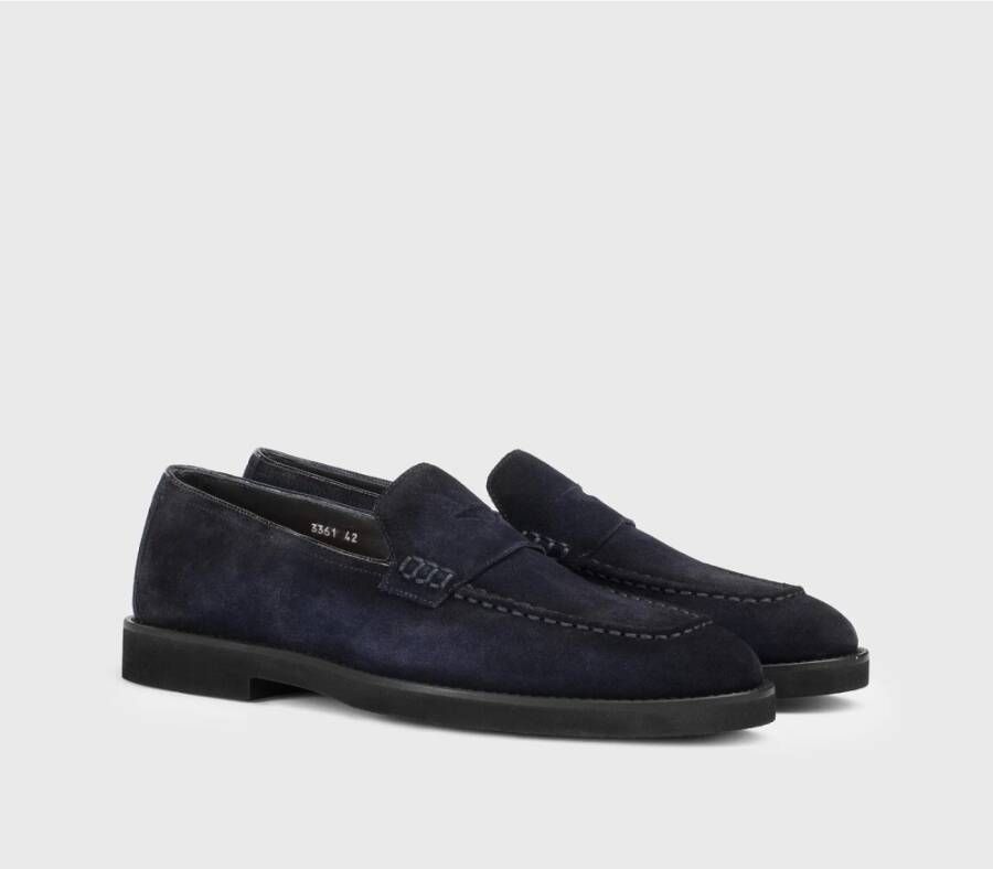 Doucal's Heren suède loafer | blauw Blue Heren