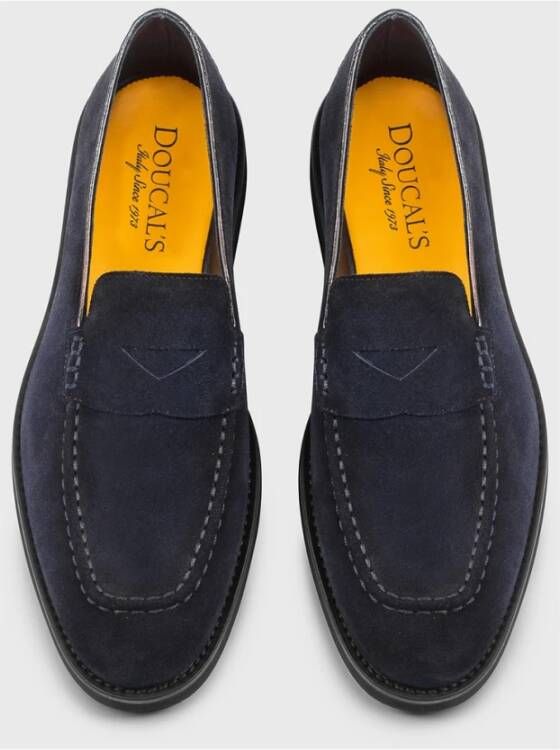 Doucal's Heren suède loafer | blauw Blue Heren