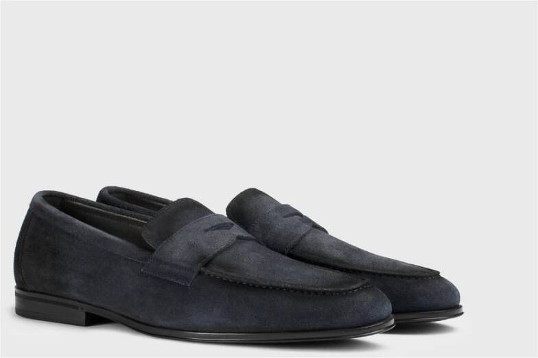 Doucal's Heren suède loafer | blauw Blue Heren