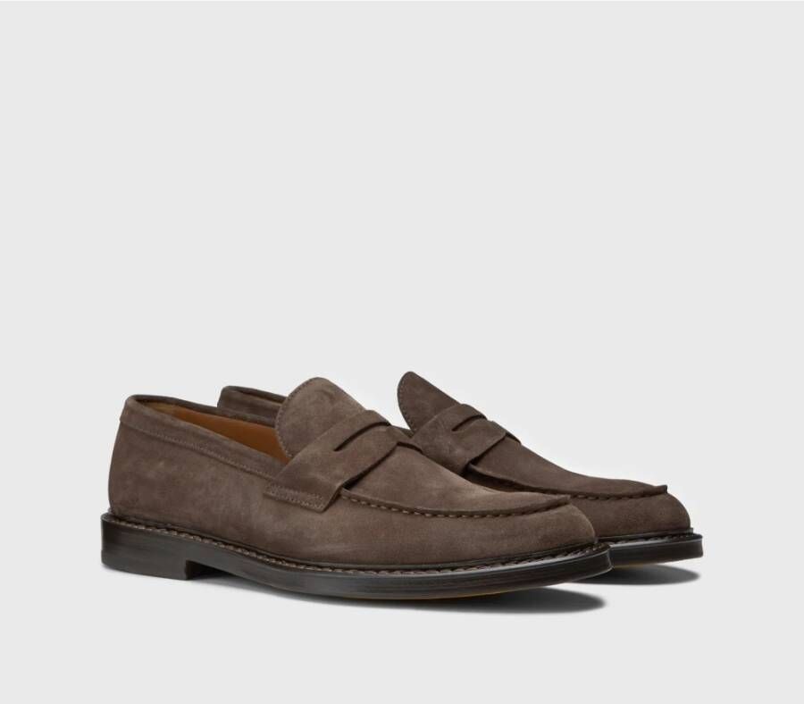 Doucal's Heren suède Penny loafer | donkerbruin Brown Heren