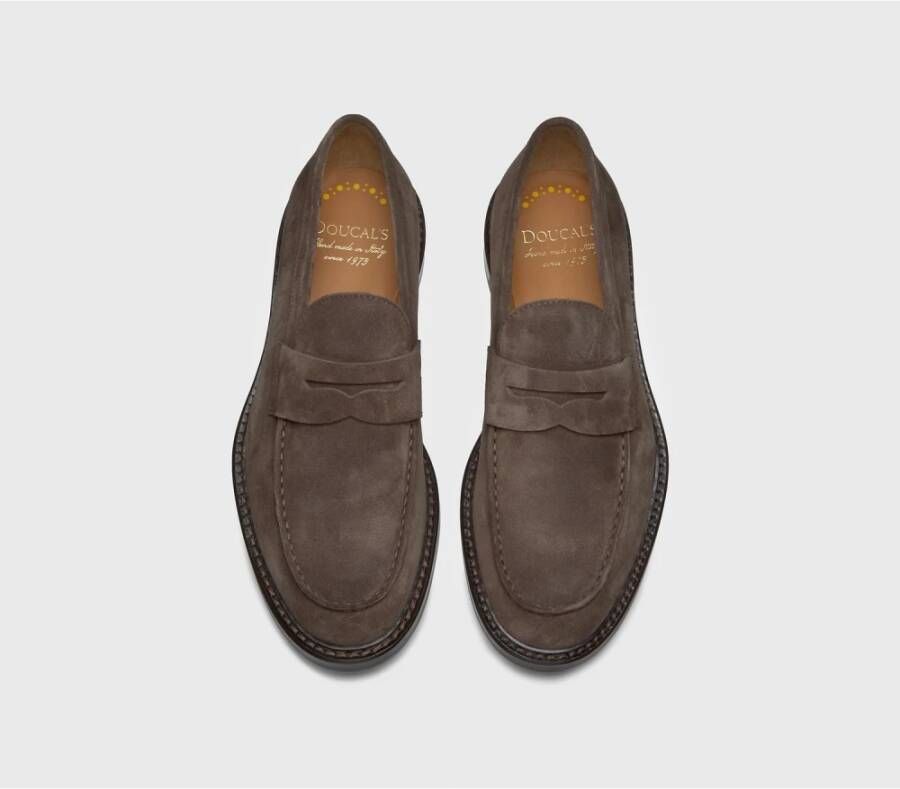 Doucal's Heren suède Penny loafer | donkerbruin Brown Heren