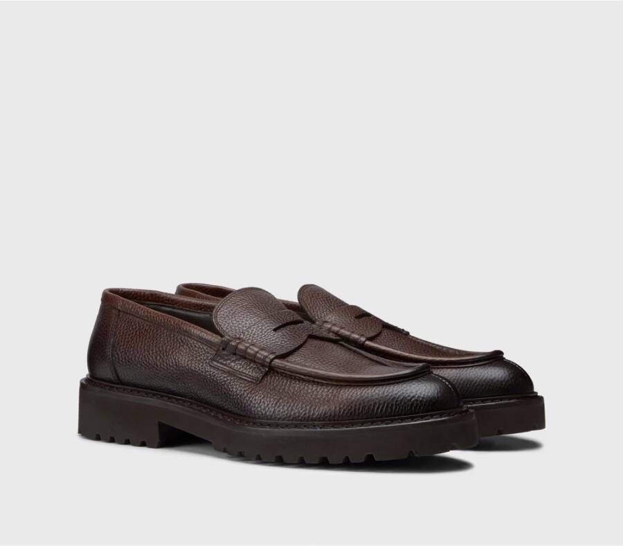 Doucal's Heren tumbled lederen Penny loafer | bruin Brown Heren