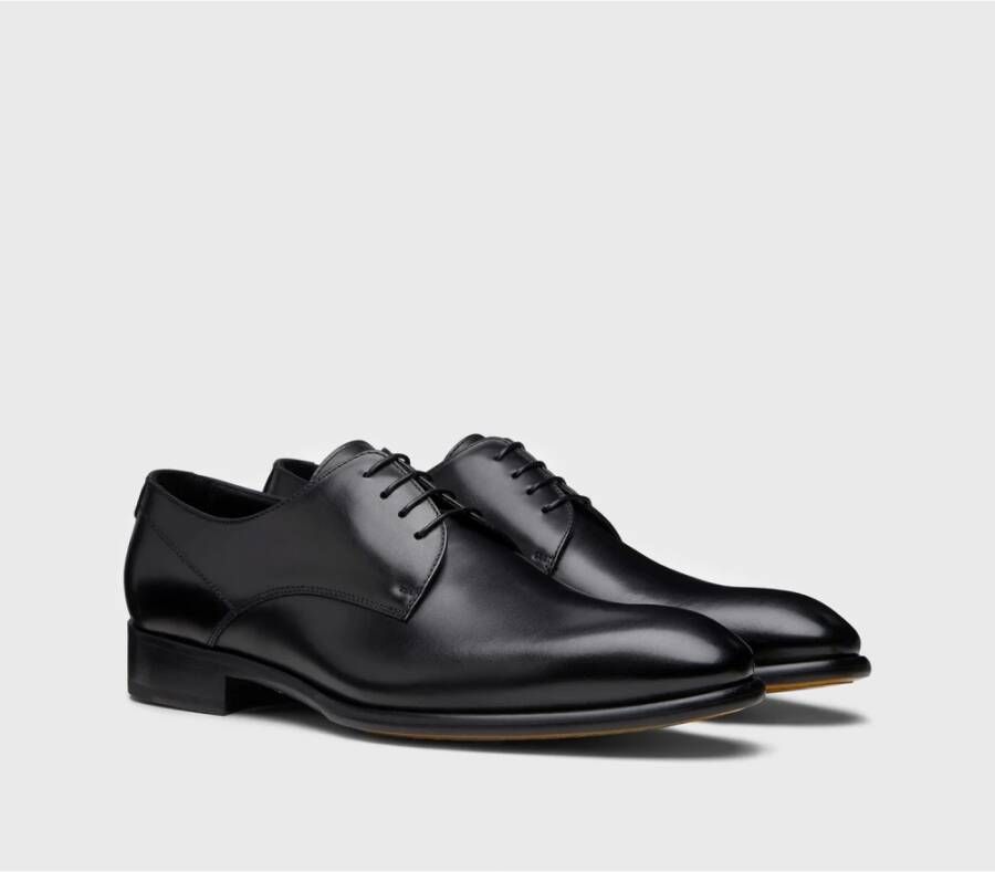 Doucal's Herens Derby veterschoenen van leer | zwart Black Heren