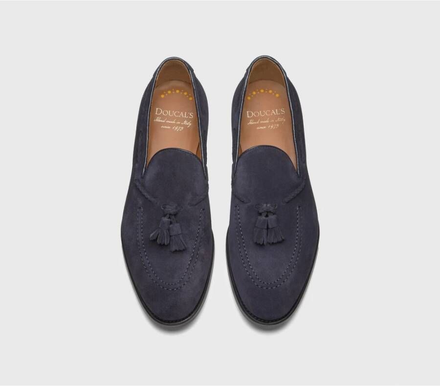 Doucal's Herens loafer met suède kwastjes | blauw Blue Heren