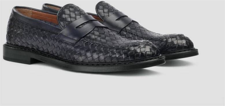 Doucal's Herens loafer van geweven leer | blauw Blue Heren