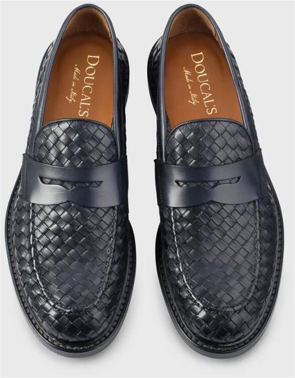 Doucal's Herens loafer van geweven leer | blauw Blue Heren