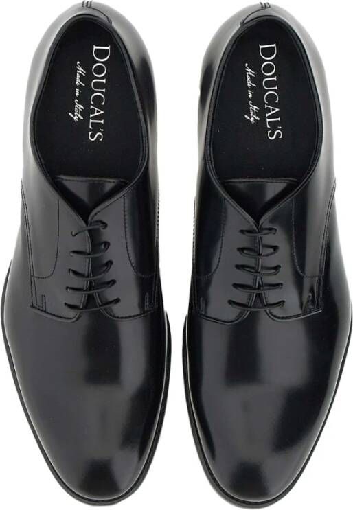 Doucal's Italiaanse Leren Derby Schoenen Black Heren