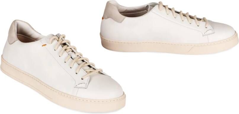 Doucal's Kalfsleren Sneakers met Suède Inzet White Heren