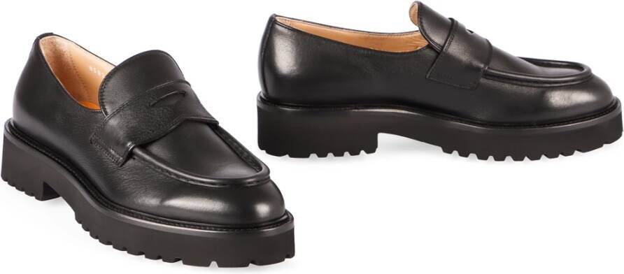 Doucal's Klassieke Leren Loafers Ronde Neus Black Dames