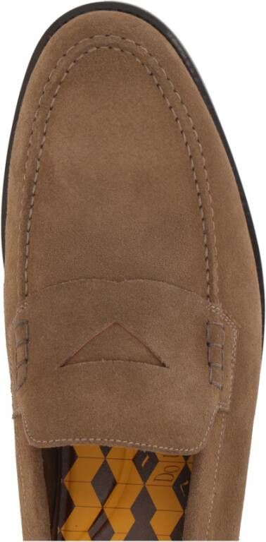 Doucal's Klassieke Penny Loafer Suède Schoenen Brown Heren