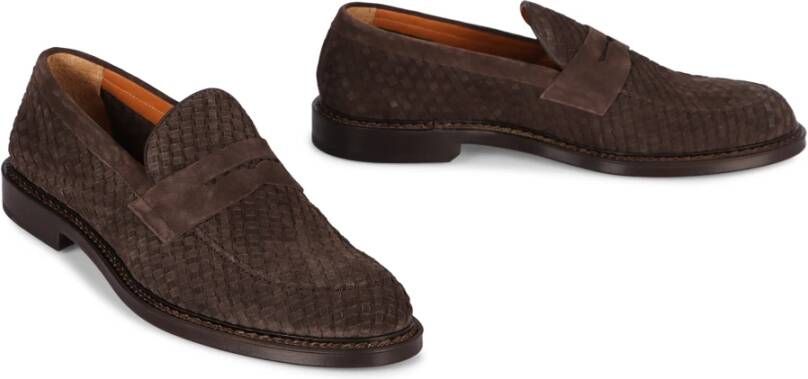 Doucal's Klassieke Suede Penny Loafers Brown Heren