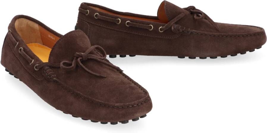 Doucal's Leren Boog Suède Loafers Brown Heren