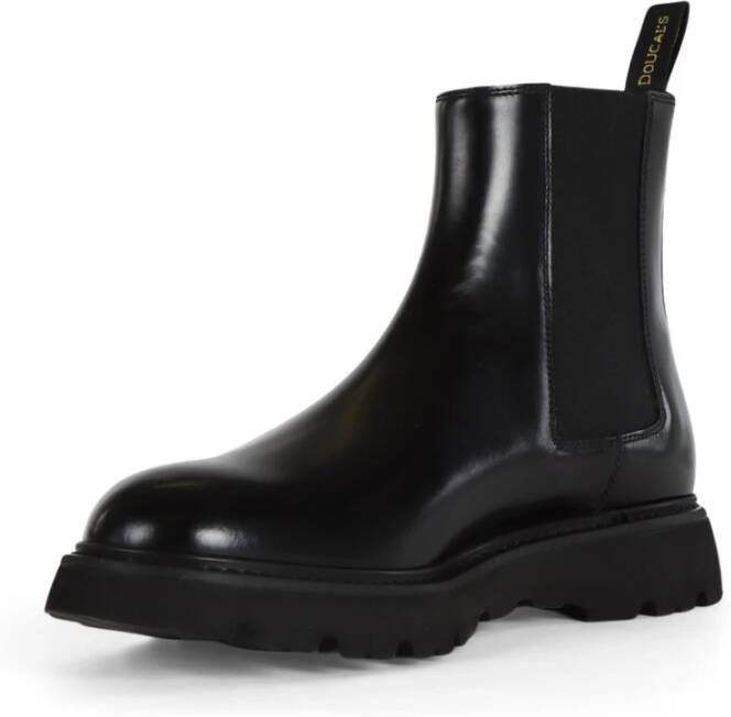 Doucal's Leren Chelsea Boot Elastische Stofinzet Black Heren