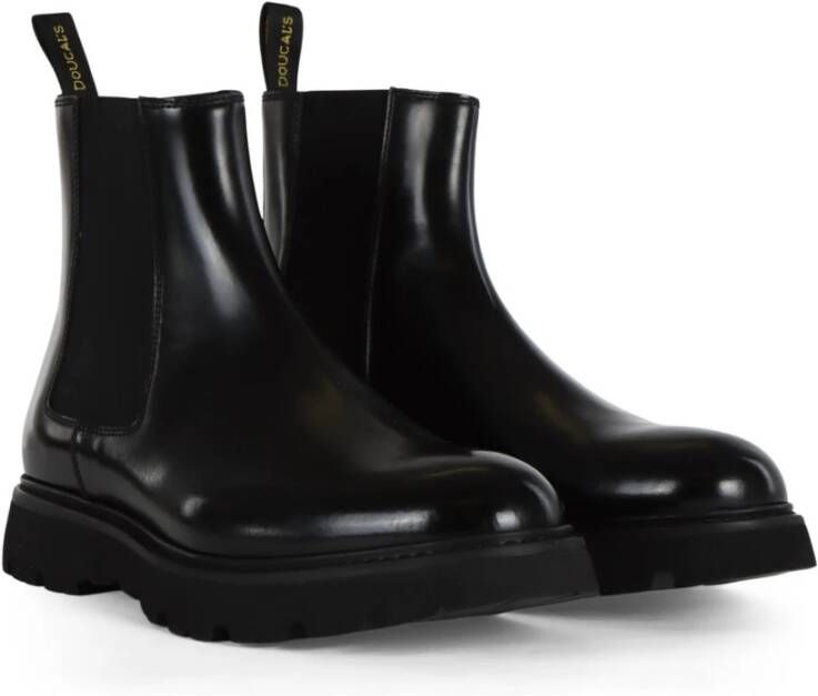 Doucal's Leren Chelsea Boot Elastische Stofinzet Black Heren