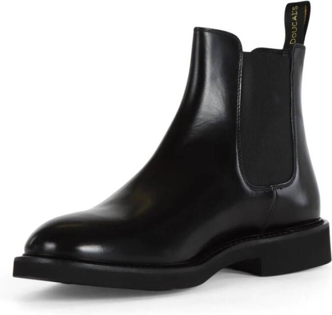 Doucal's Leren Chelsea Boot Elastische Stofinzet Black Heren