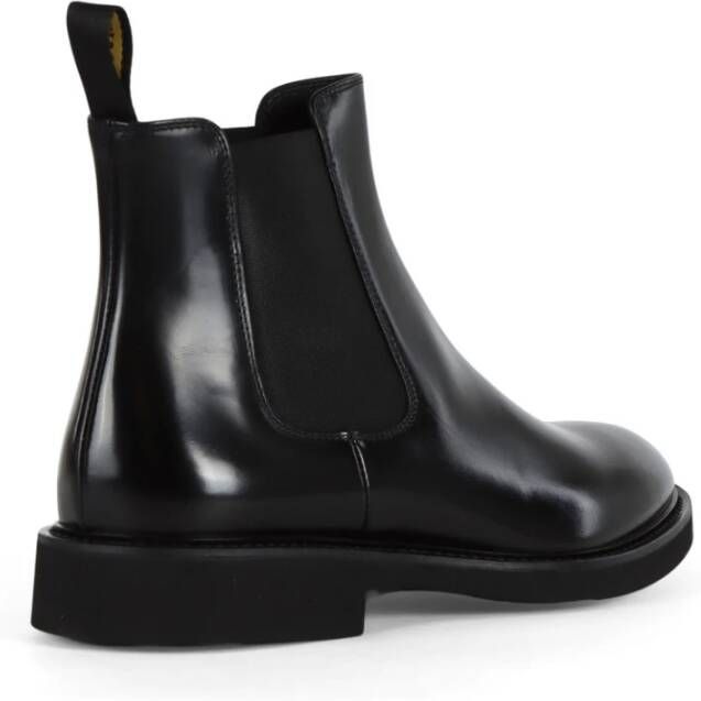 Doucal's Leren Chelsea Boot Elastische Stofinzet Black Heren