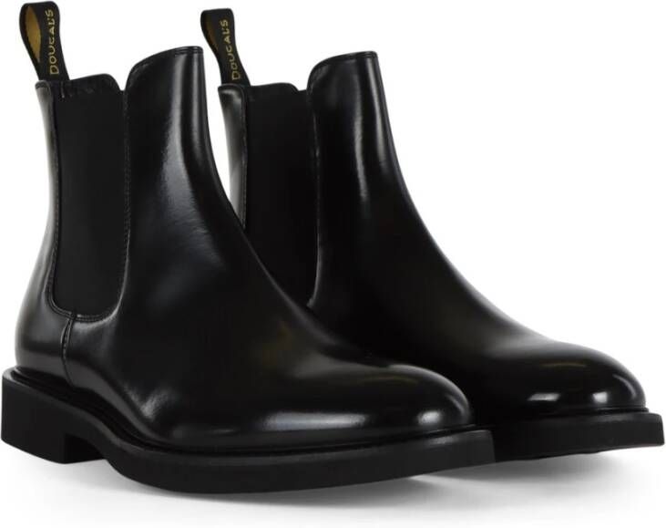 Doucal's Leren Chelsea Boot Elastische Stofinzet Black Heren