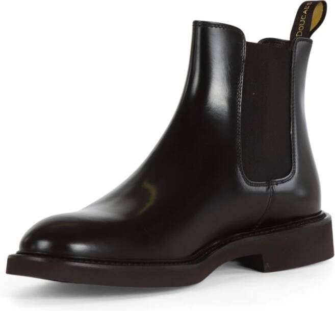 Doucal's Leren Chelsea Boot Elastische Stofinzet Brown Heren