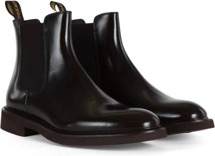 Doucal's Leren Chelsea Boot Elastische Stofinzet Brown Heren