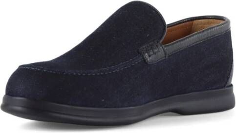 Doucal's Leren en denim loafers Blue Heren