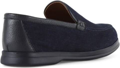 Doucal's Leren en denim loafers Blue Heren