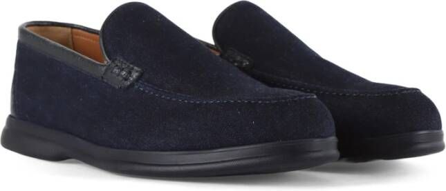 Doucal's Leren en denim loafers Blue Heren