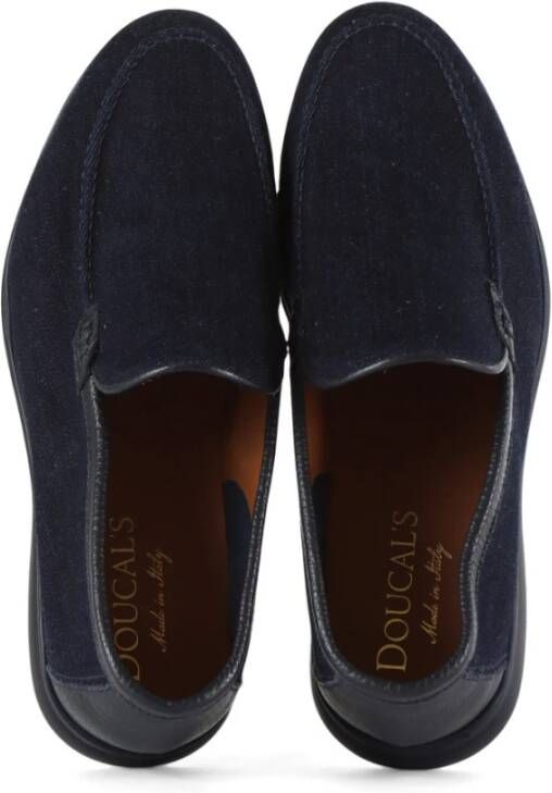 Doucal's Leren en denim loafers Blue Heren