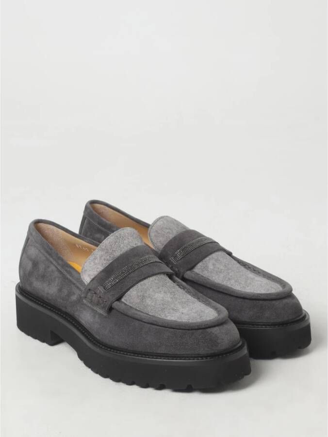 Doucal's Leren en suède mocassin Gray Dames